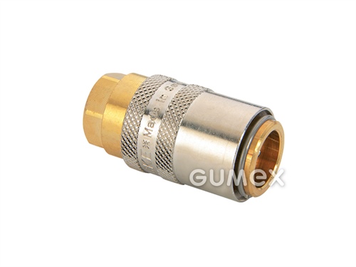 Plastikářská rychlospojka ESH, DN9, s vnitřním závitem G 1/4", bez ventilu, 15bar, těsnění viton potažený PTFE, -20°C/+200°C, poniklovaná mosaz